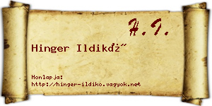 Hinger Ildikó névjegykártya